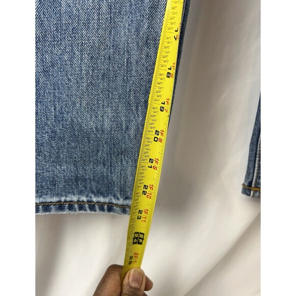 Anthropologie EVIDNT MALIBU Girlfriend Size 27 Blue Denim Shredded Hems Back Leg - Picture 5 of 11